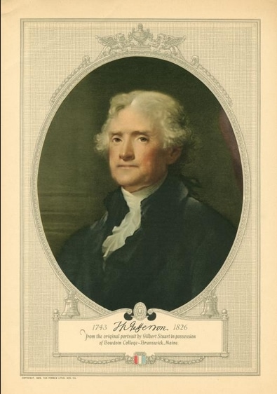 Thomas Jefferson  (1743-1826)  troisième président des États-Unis