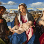 Giovanni Bellini
Vierge à l’Enfant avec saint Jean-Baptiste et une sainte (Sainte Conversation Giovanelli)
Vers 1500
Peinture sur bois
55 x 77 cm
Gallerie dell’Accademia, Venise
© G.A.VE Archivio fotografico – su concessione del Ministero della Cultura